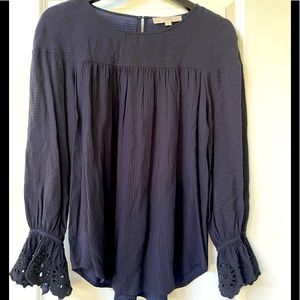 DONATED - LOFT Stripe/Lace Detail Blouse